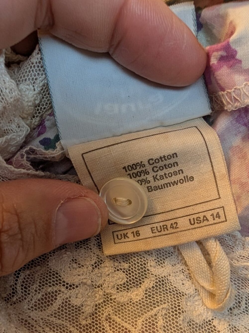 Vintage Laura Ashley Made in Great Britain Floral Lace Collar Dress USA 14 - Picture 5 of 5
